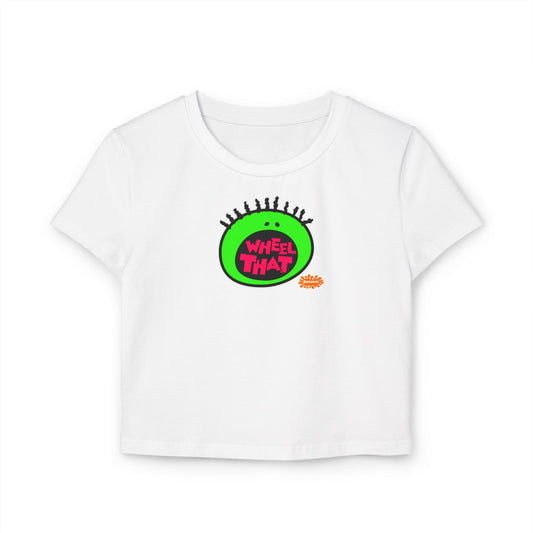 WHEEL THAT GREEN/WHITE BABY TEE WHITE