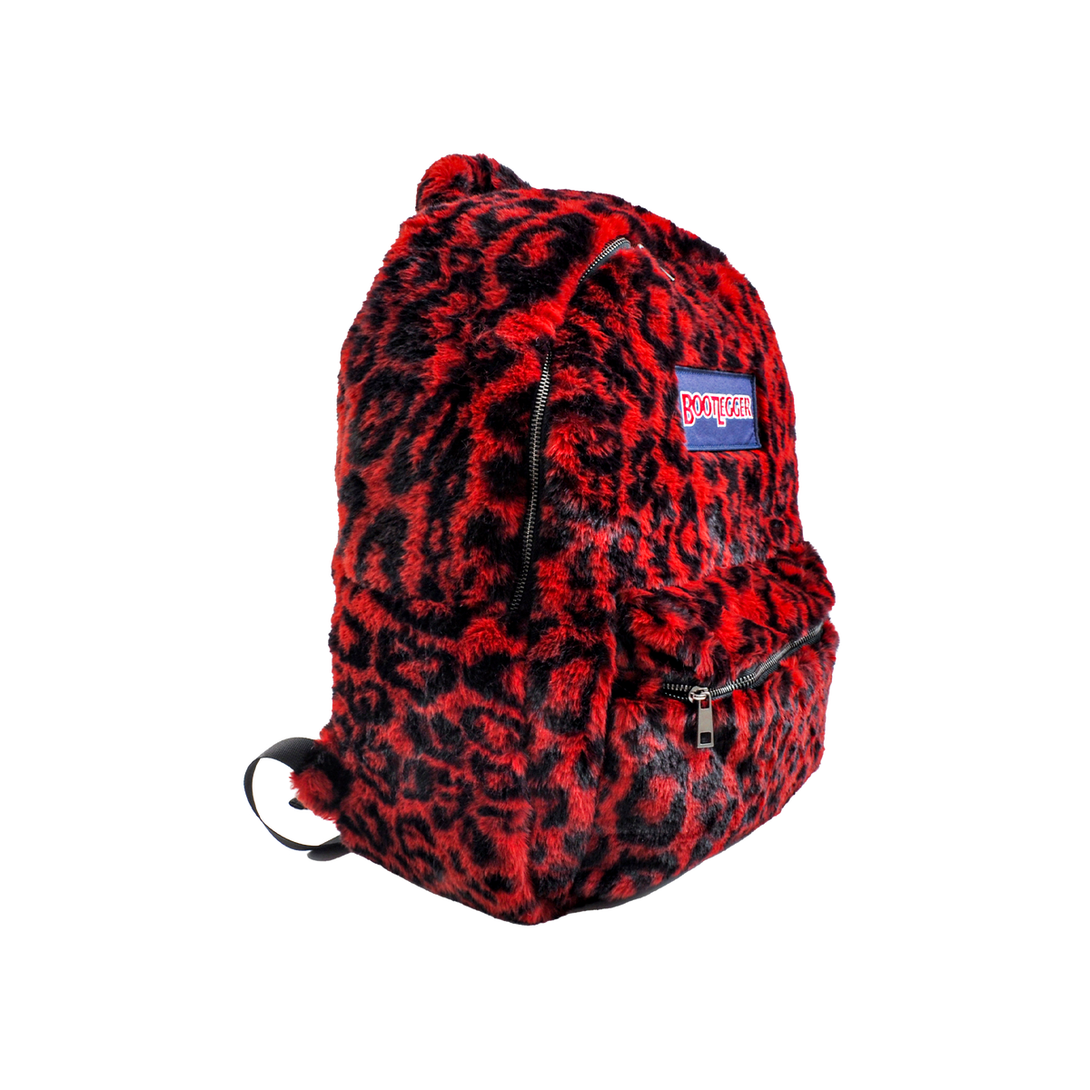 RED LEOPARD FUR BACKPACK
