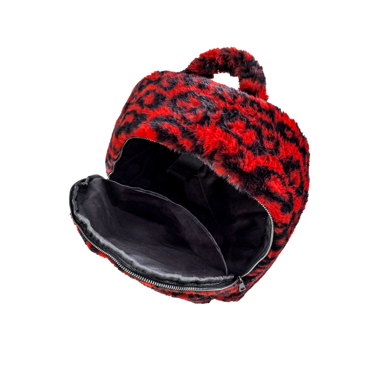 RED LEOPARD FUR BACKPACK