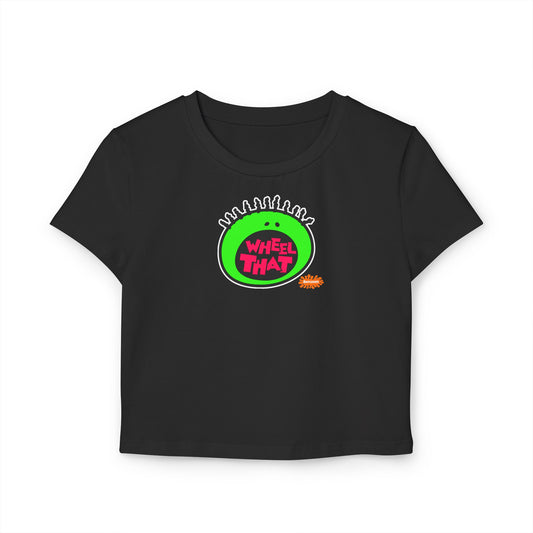 WHEEL THAT GREEN/WHITE BABY TEE BLACK