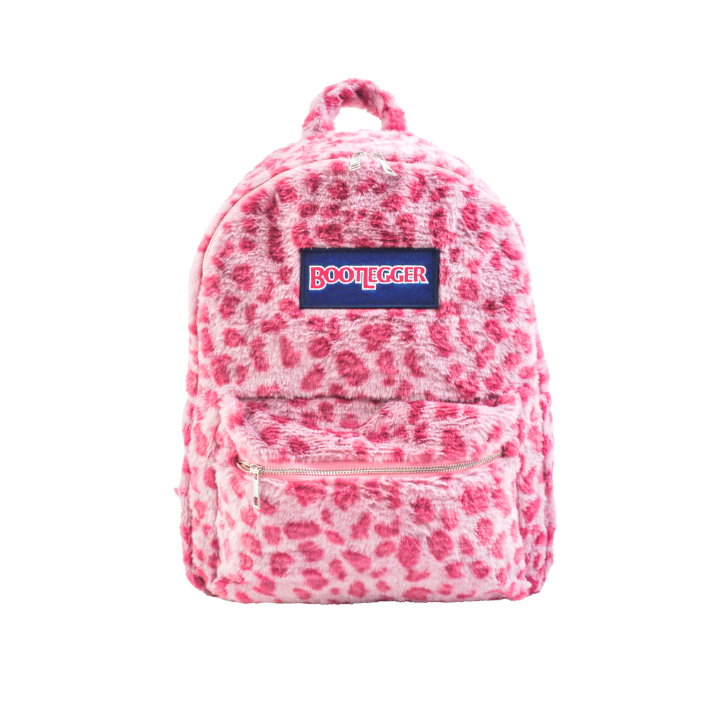 PINK LEOPARD FUR BACKPACK