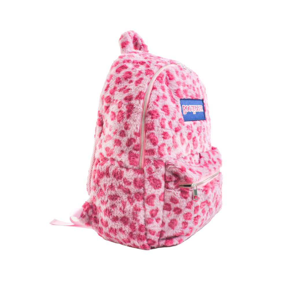 PINK LEOPARD FUR BACKPACK