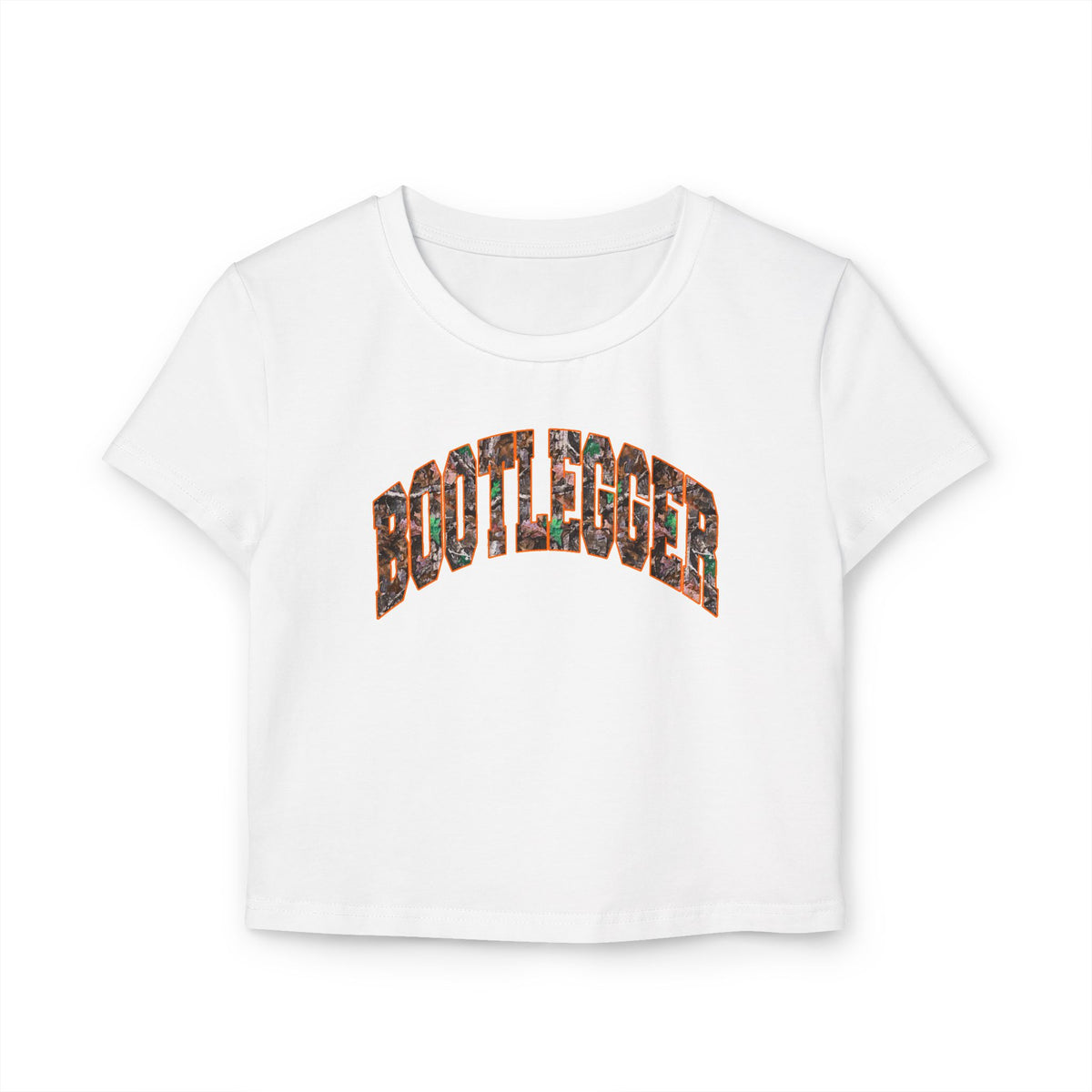 ORANGE CAMO BABY TEE WHITE