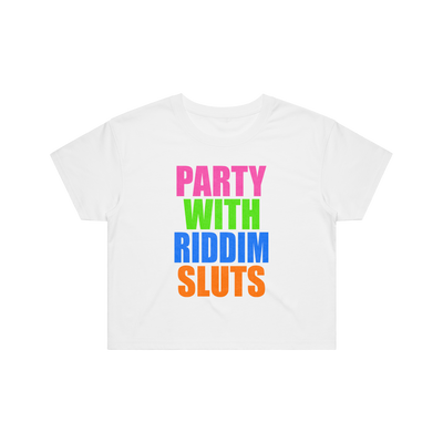 PARTY WITH RIDDIM SLUTS CROP TOP - WHITE
