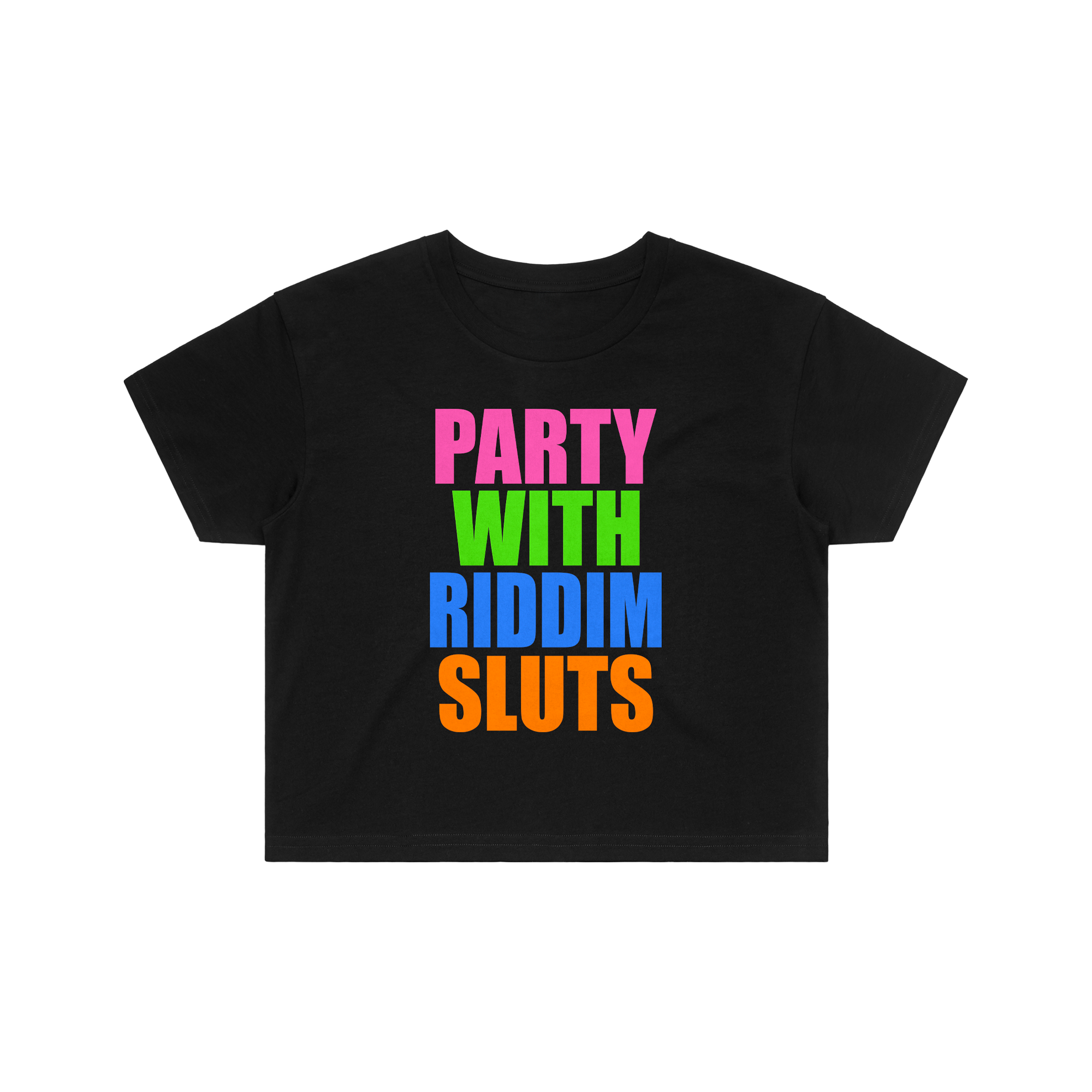 PARTY WITH RIDDIM SLUTS CROP TOP - BLACK
