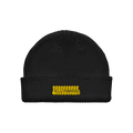 YELLOW TAGGED EMBROIDERED BEANIE - BLACK