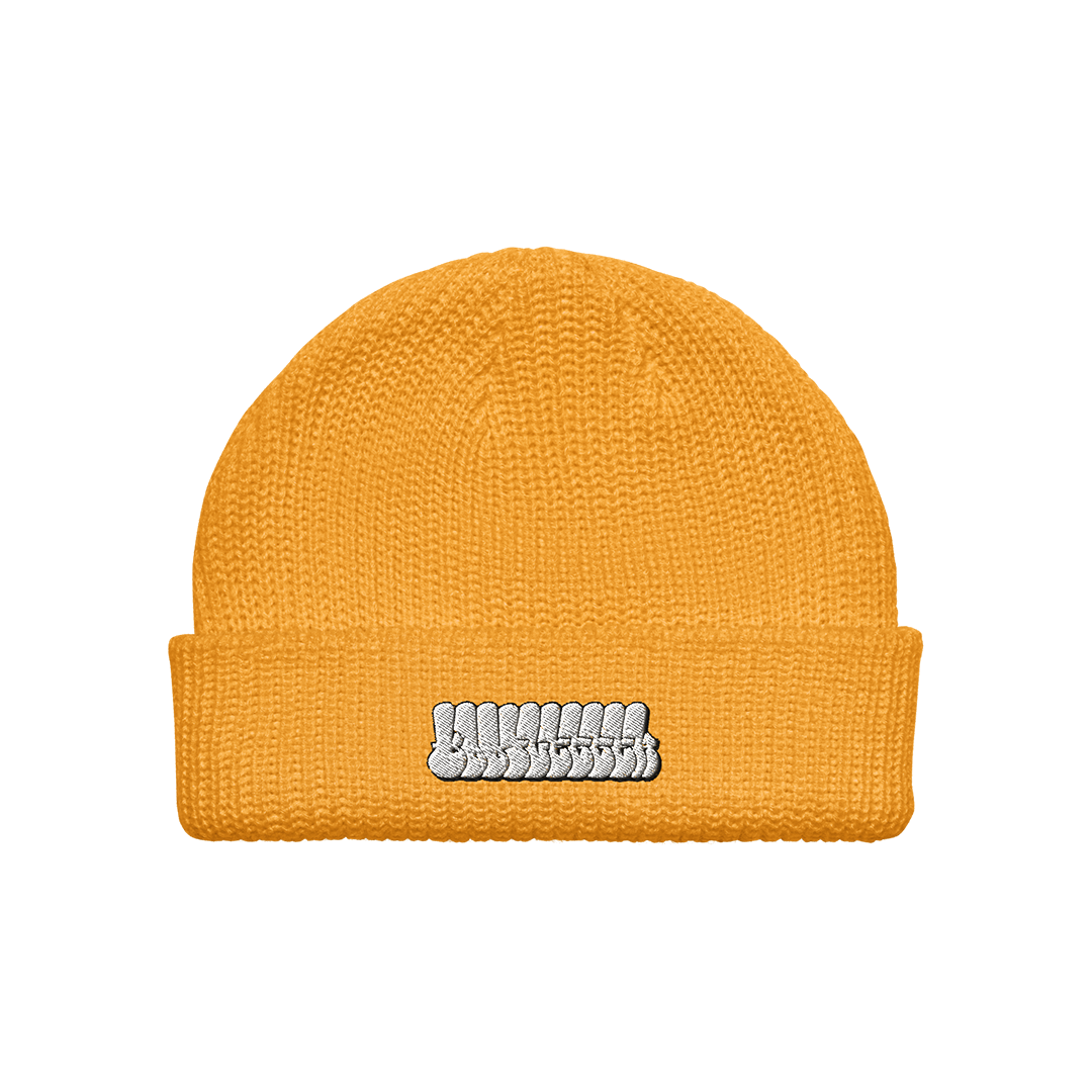YELLOW TAGGED EMBROIDERED BEANIE