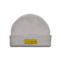 YELLOW TAGGED EMBROIDERED BEANIE - HEATHER GRAY