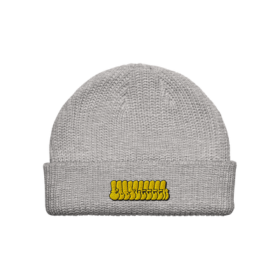 YELLOW TAGGED EMBROIDERED BEANIE - HEATHER GRAY