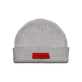 RED TAGGED EMBROIDERED BEANIE - HEATHER GRAY