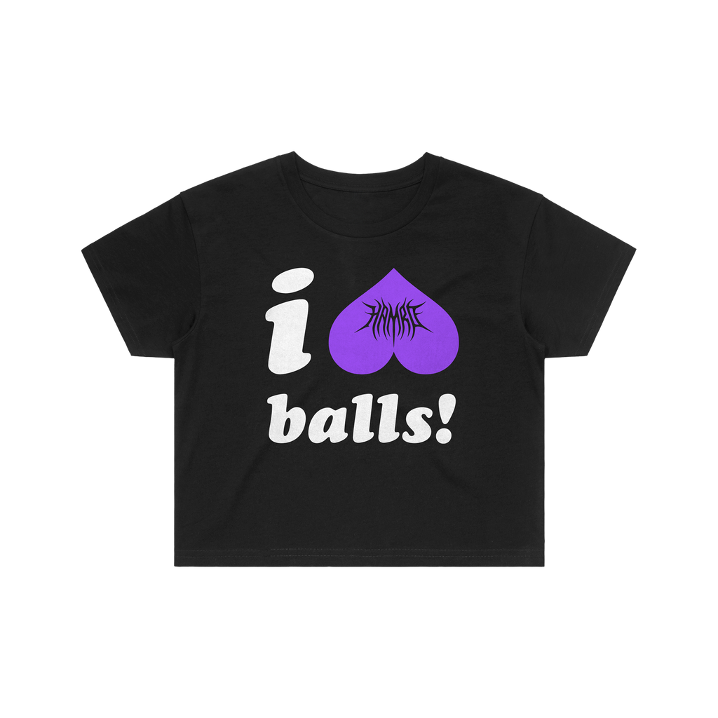 I LOVE BALLS! CROP - BLACK