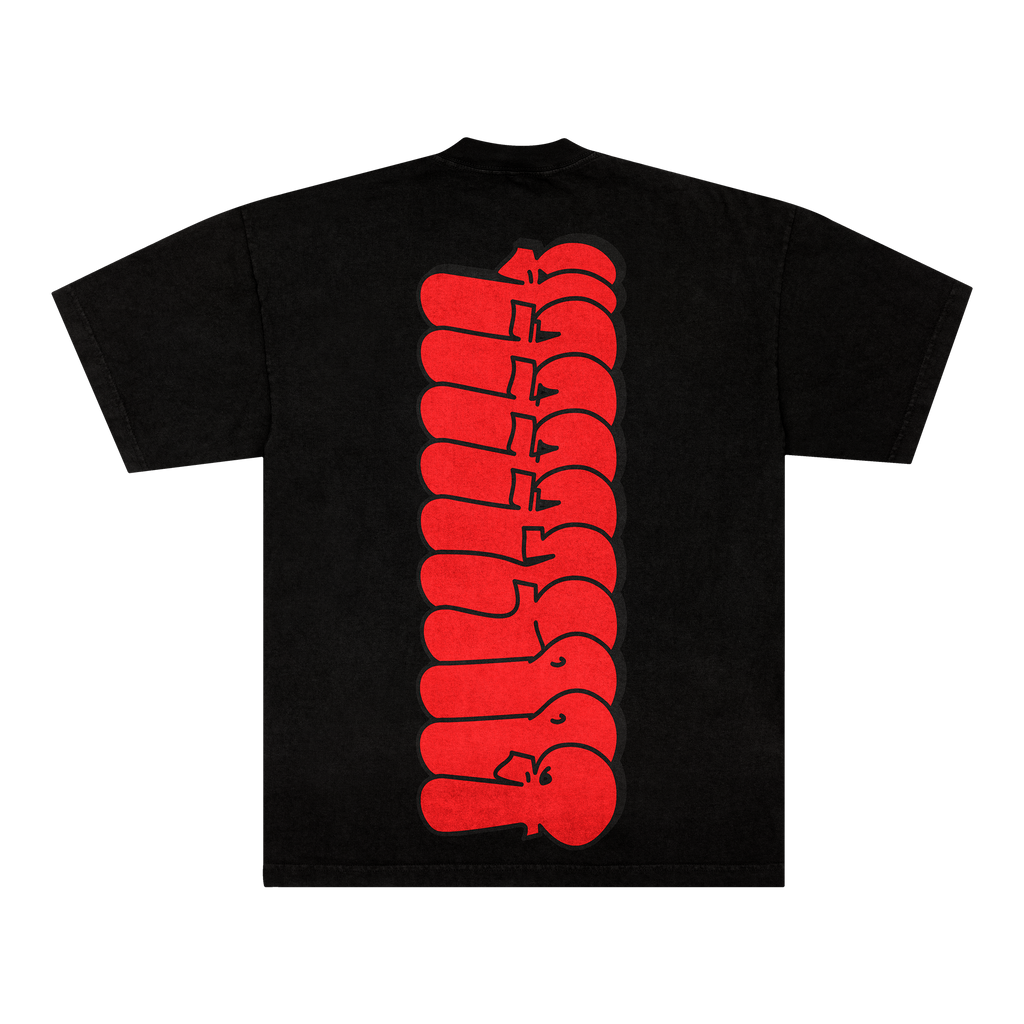 RED TAGGED TEE - BLACK