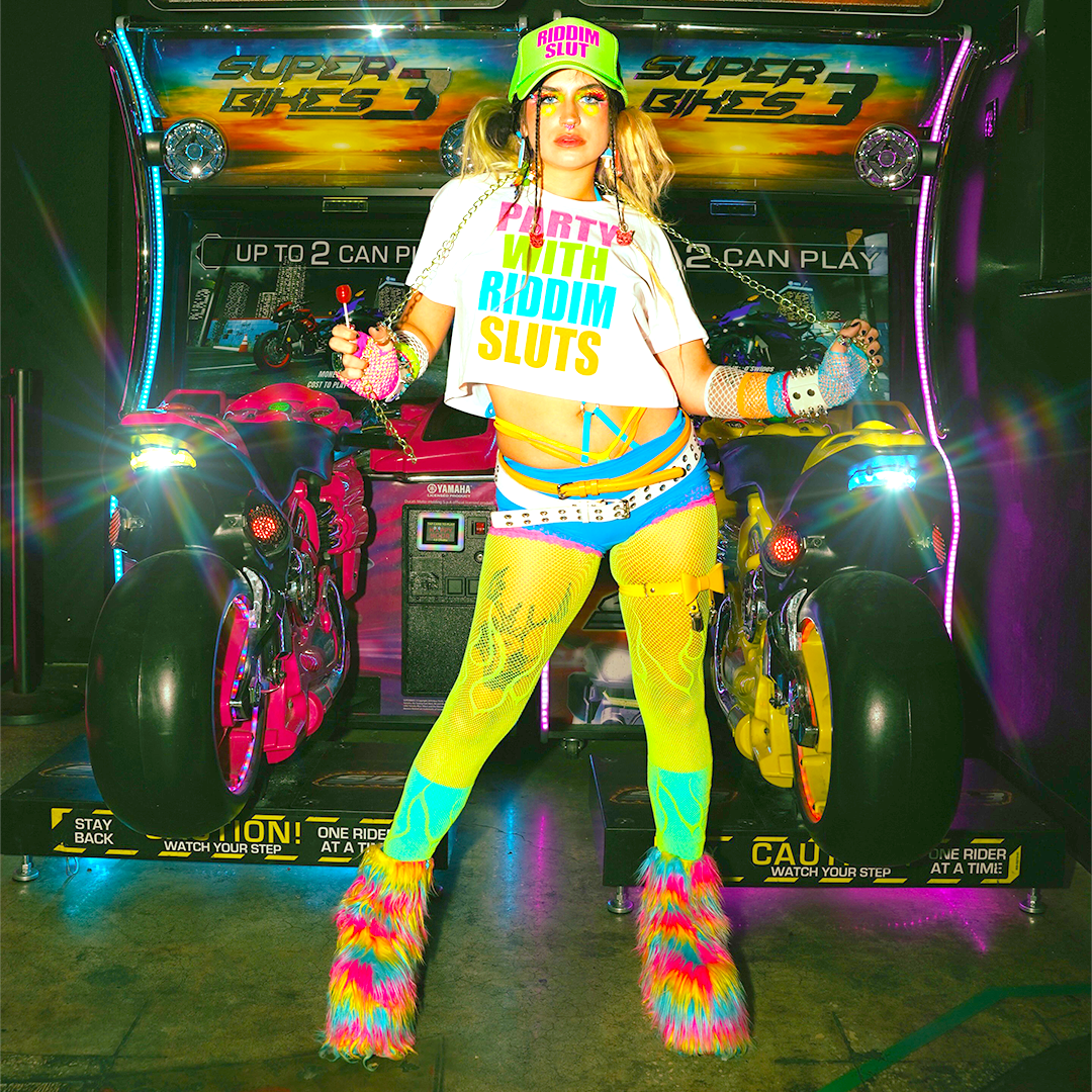 PARTY WITH RIDDIM SLUTS CROP TOP - WHITE