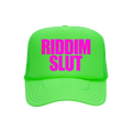 RIDDIM SLUT NEON GREEN TRUCKER HAT