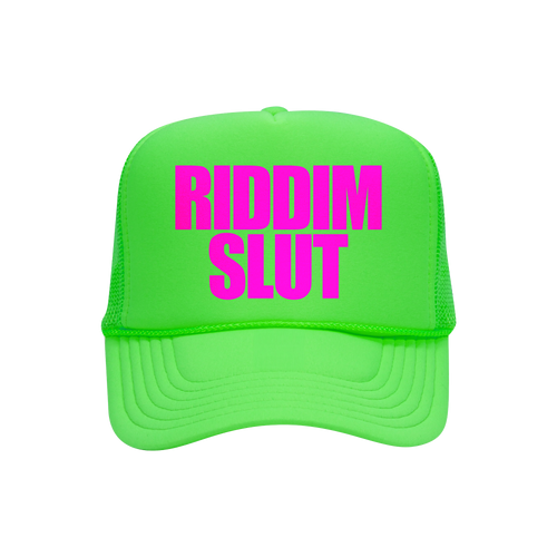 RIDDIM SLUT NEON GREEN TRUCKER HAT