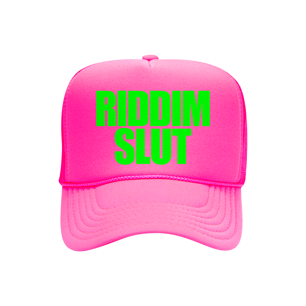 RIDDIM SLUT NEON PINK TRUCKER HAT