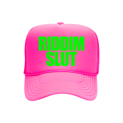 RIDDIM SLUT NEON PINK TRUCKER HAT