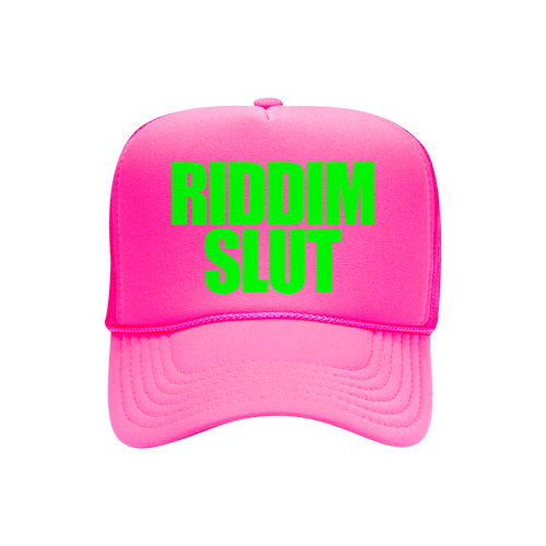 RIDDIM SLUT NEON PINK TRUCKER HAT