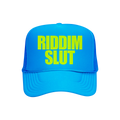 RIDDIM SLUT NEON BLUE TRUCKER HAT