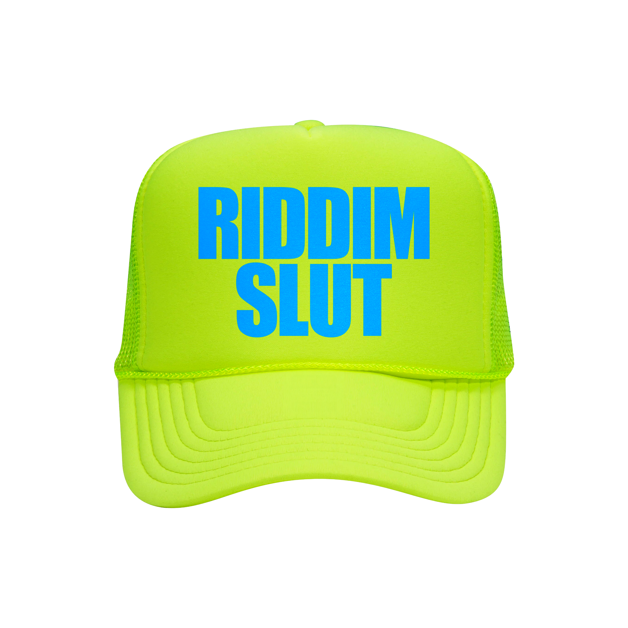 RIDDIM SLUT NEON YELLOW TRUCKER HAT