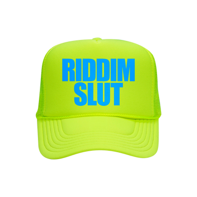 RIDDIM SLUT NEON YELLOW TRUCKER HAT