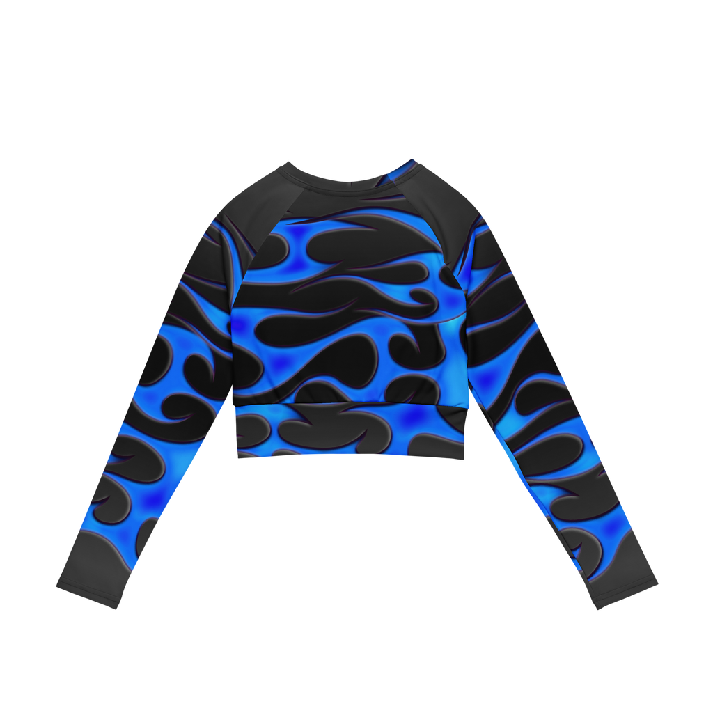 TRIBAL FLAME L/S CROP - BLUE