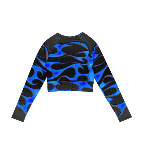 TRIBAL FLAME L/S CROP - BLUE