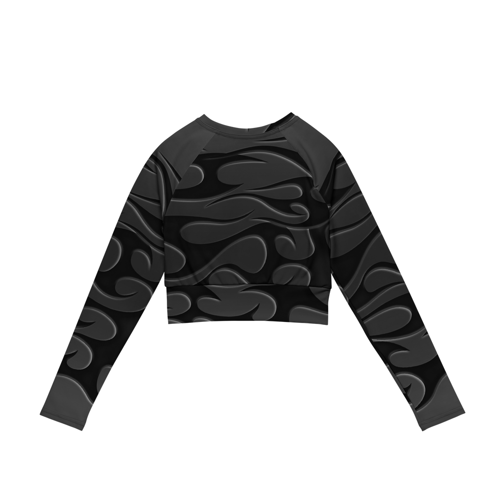 TRIBAL FLAME L/S CROP - BLACK