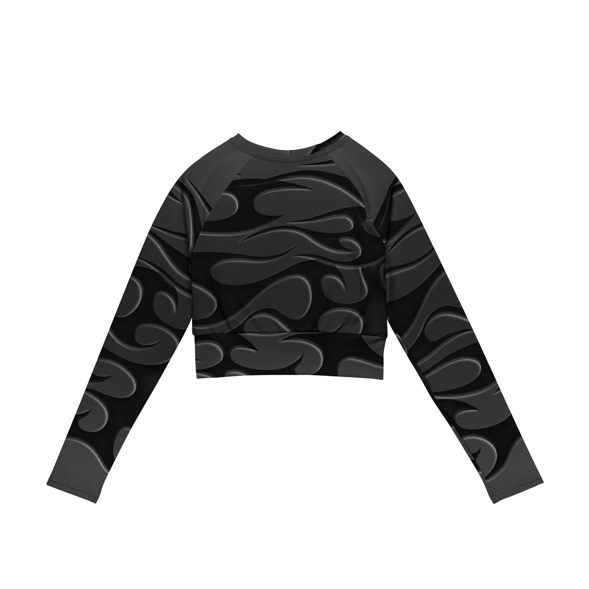 TRIBAL FLAME L/S CROP - BLACK