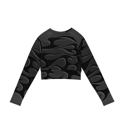 TRIBAL FLAME L/S CROP - BLACK