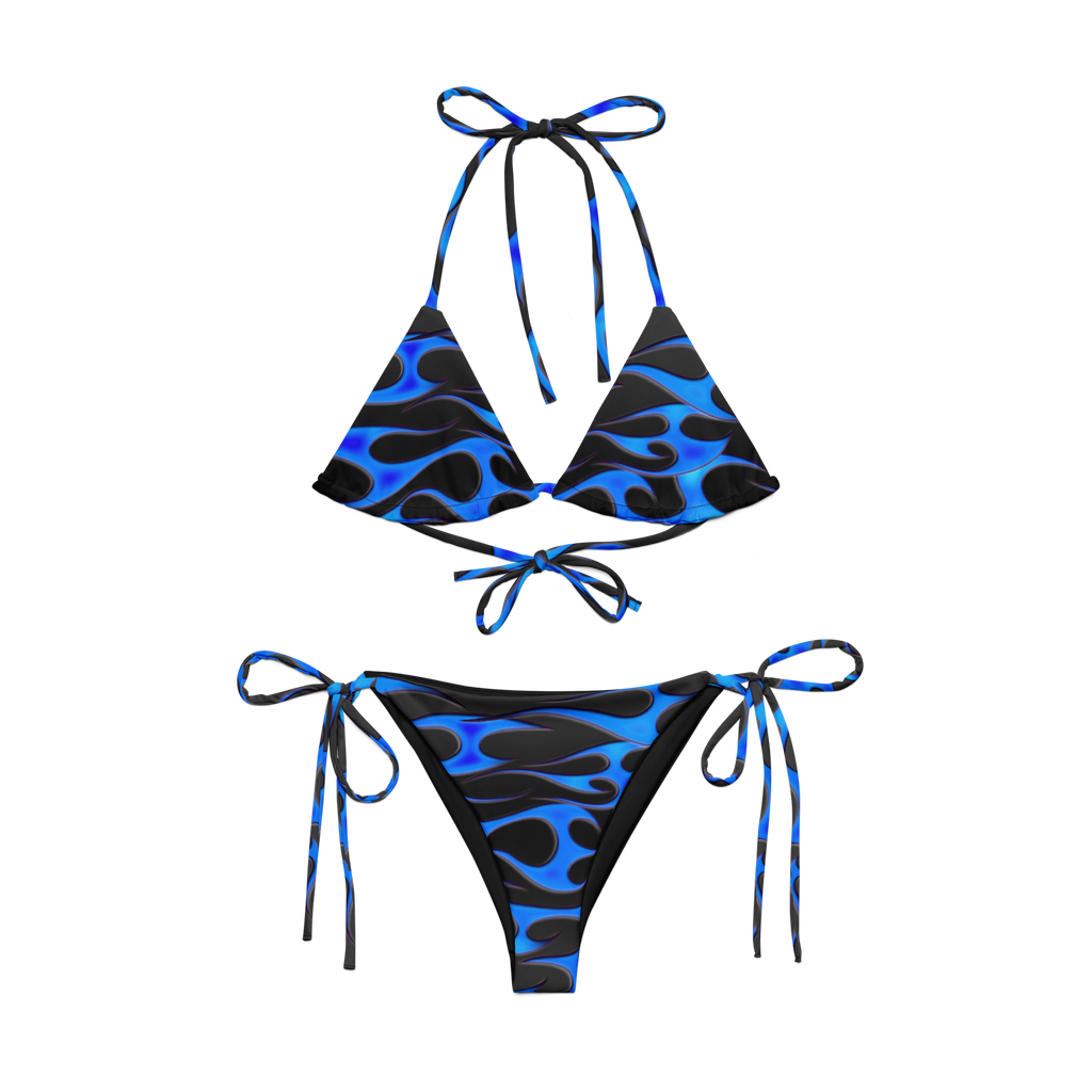 TRIBAL FLAME BIKINI BOTTOM - BLUE