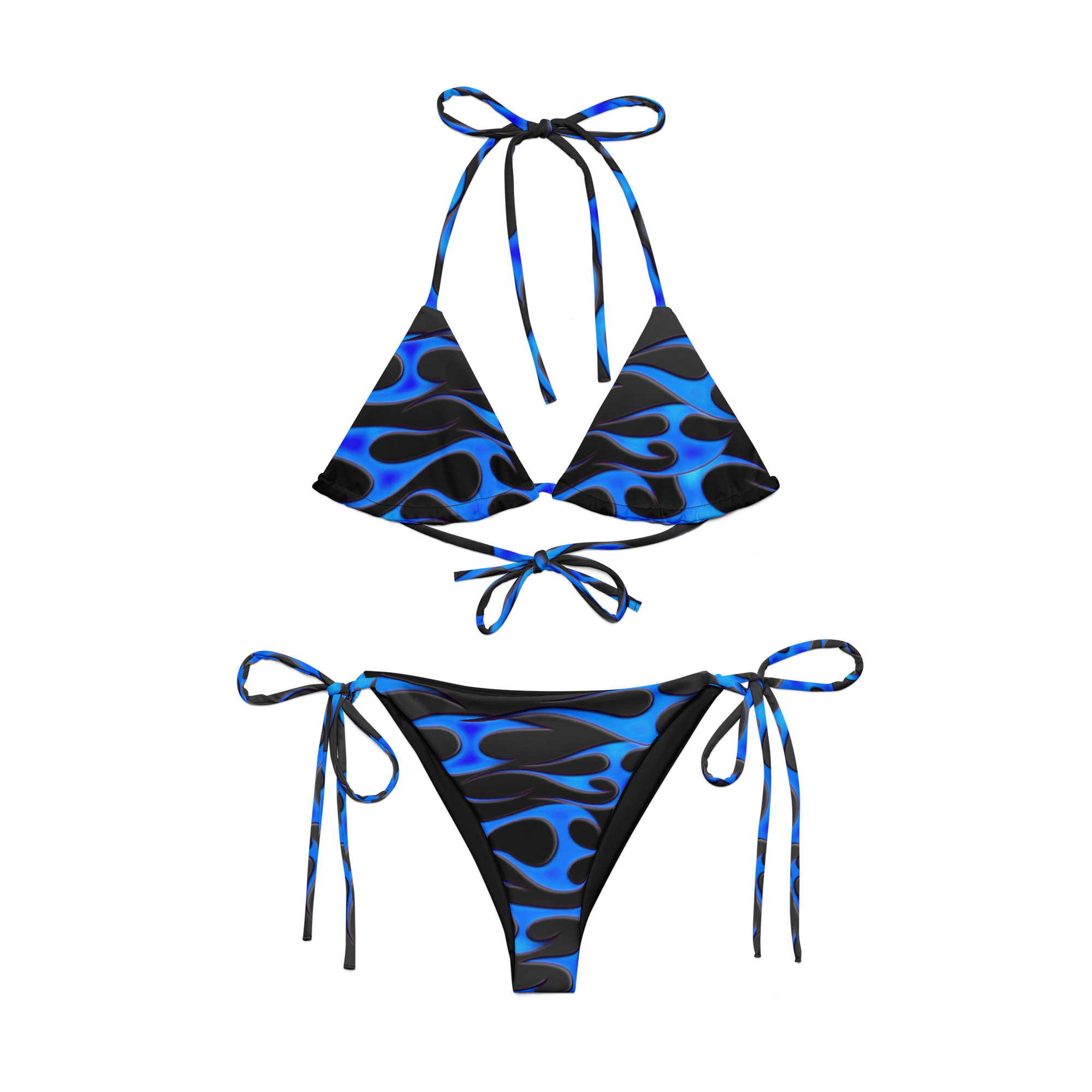 TRIBAL FLAME BIKINI TOP - BLUE