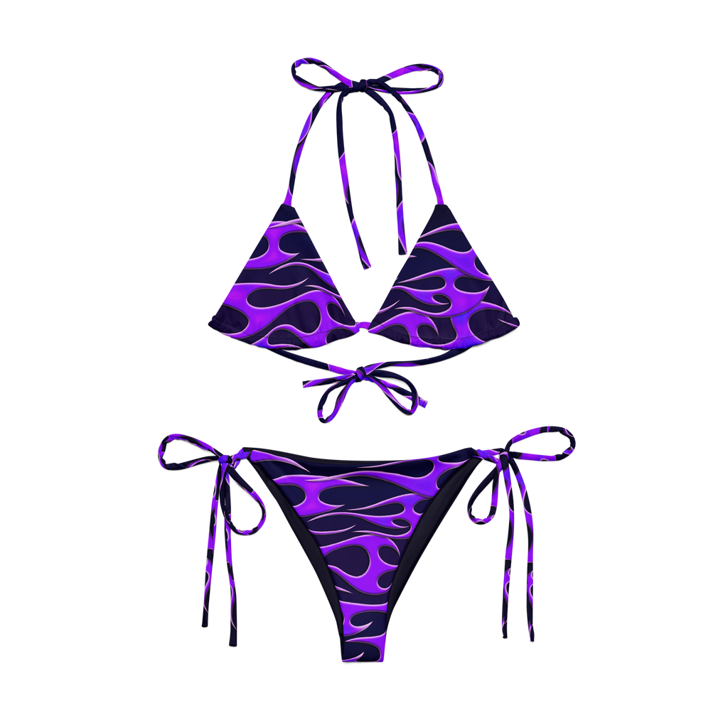 TRIBAL FLAME BIKINI TOP - PURPLE