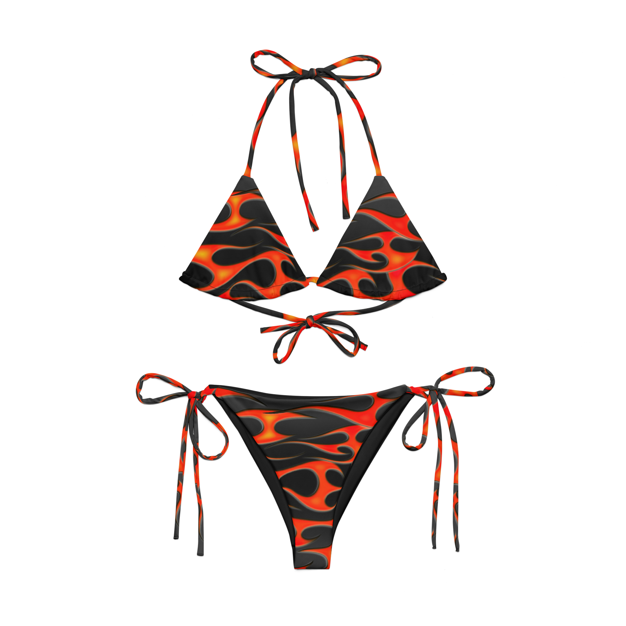 TRIBAL FLAME BIKINI TOP - RED