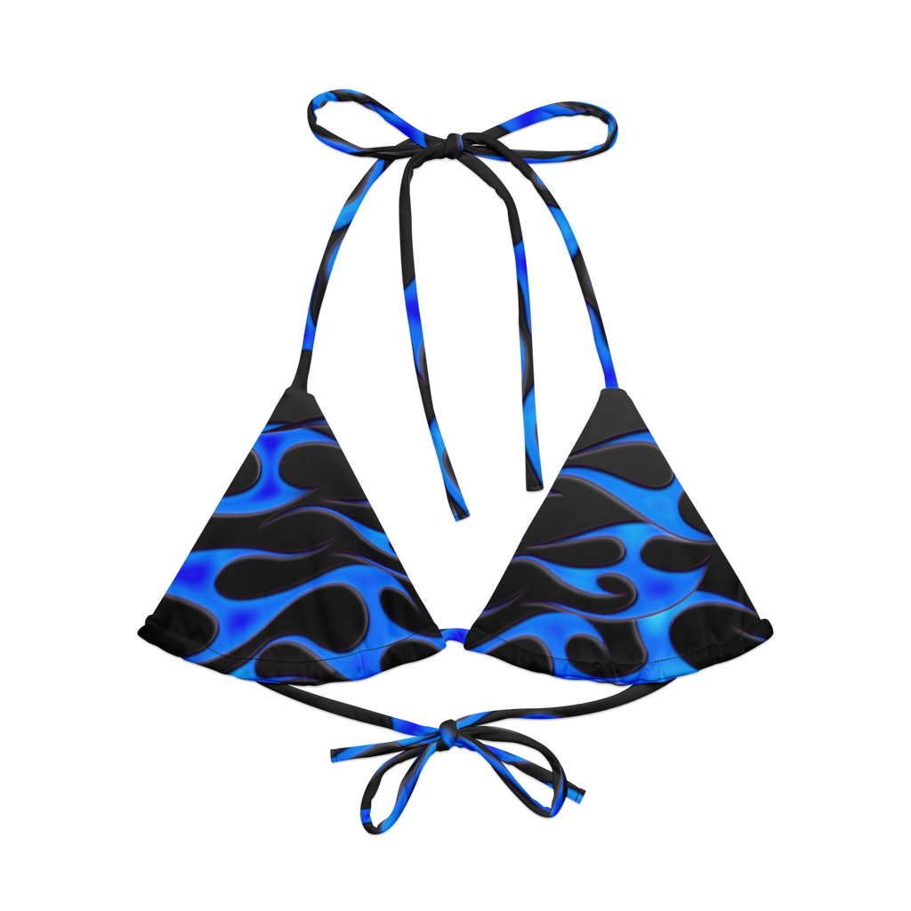 TRIBAL FLAME BIKINI TOP - BLUE
