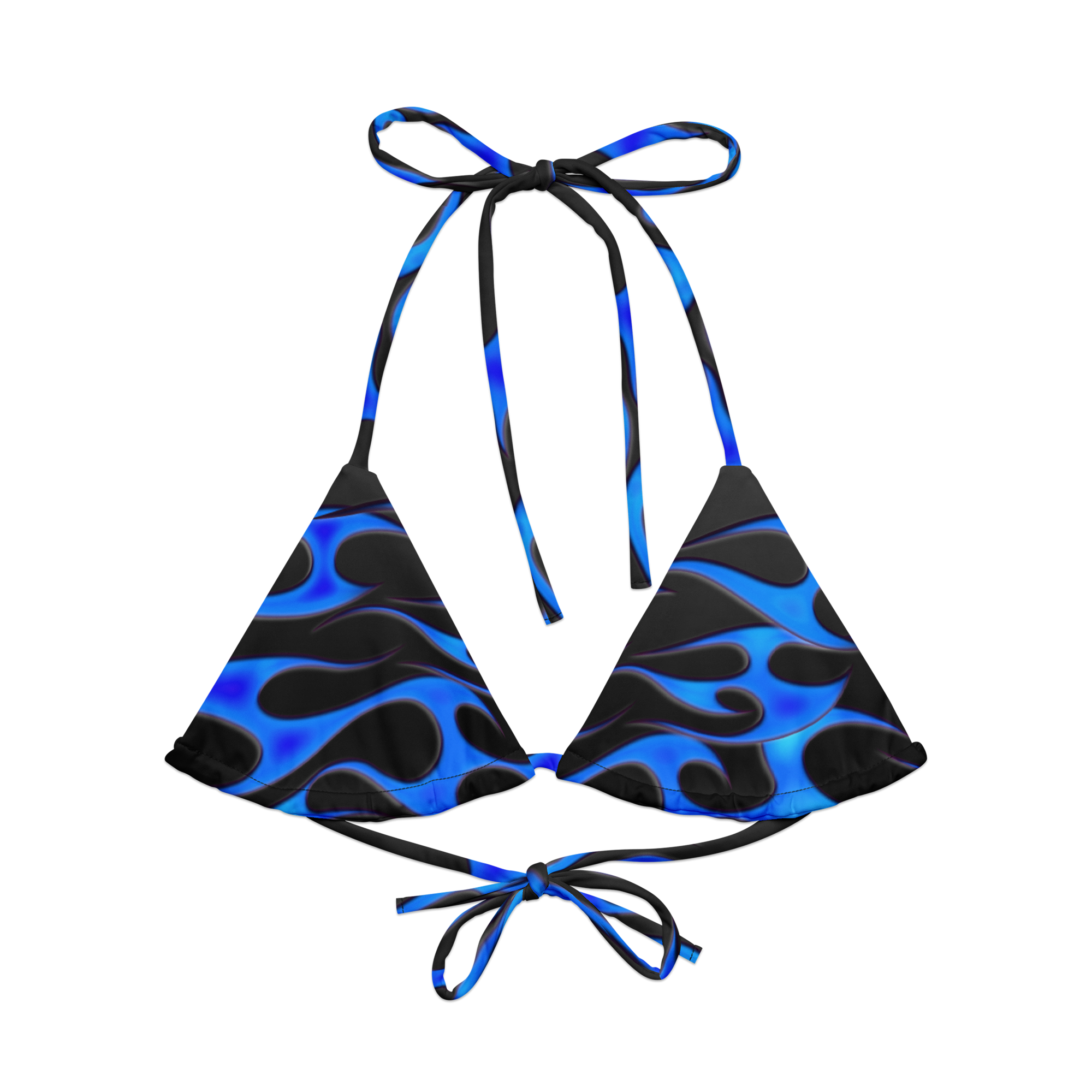 TRIBAL FLAME BIKINI TOP - BLUE