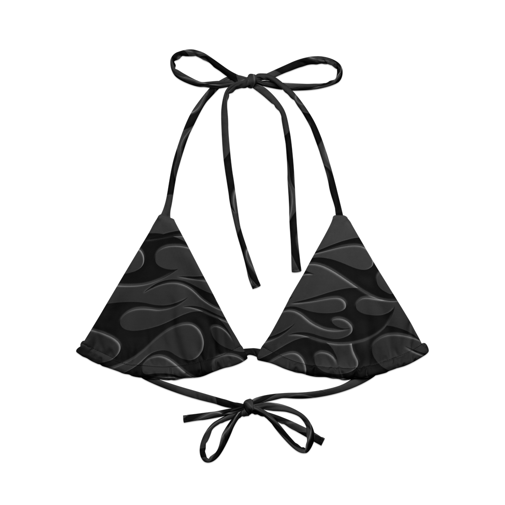 TRIBAL FLAME BIKINI TOP - BLACK