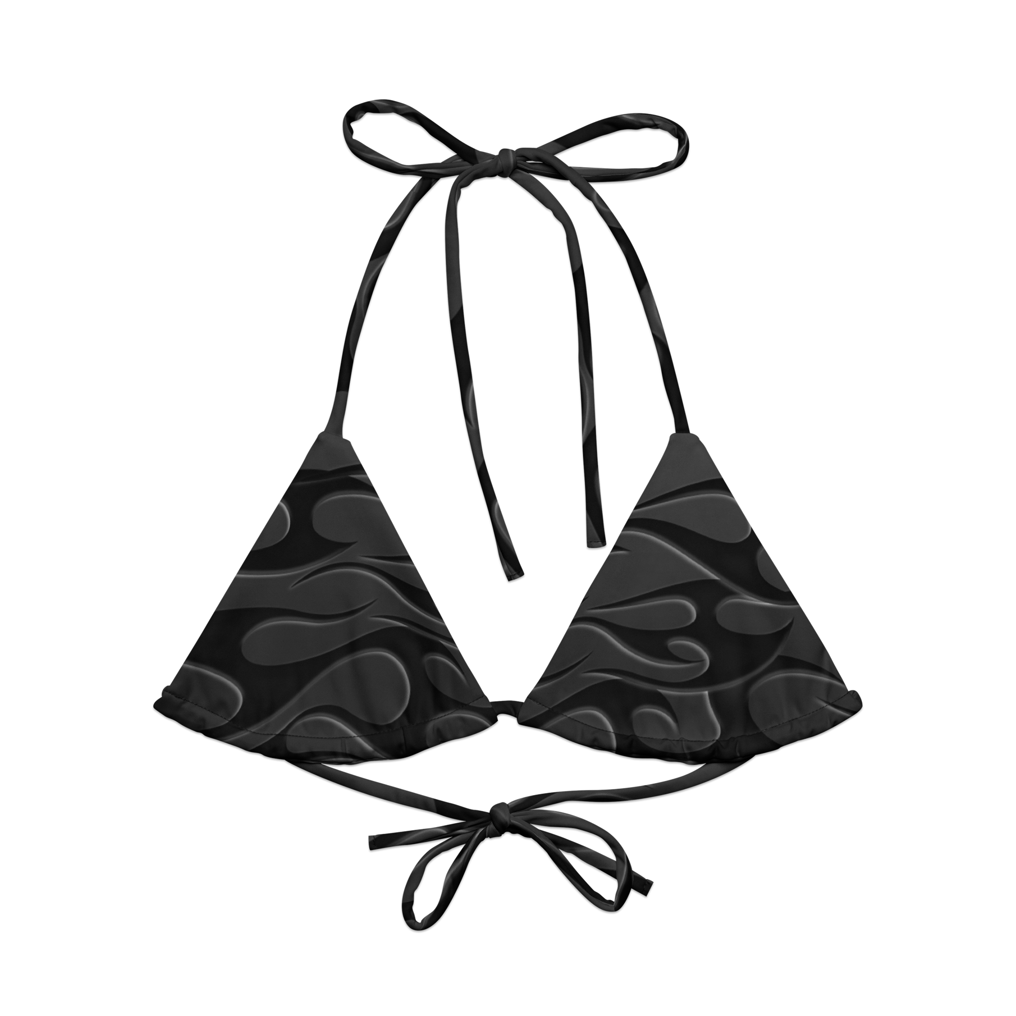 TRIBAL FLAME BIKINI TOP - BLACK