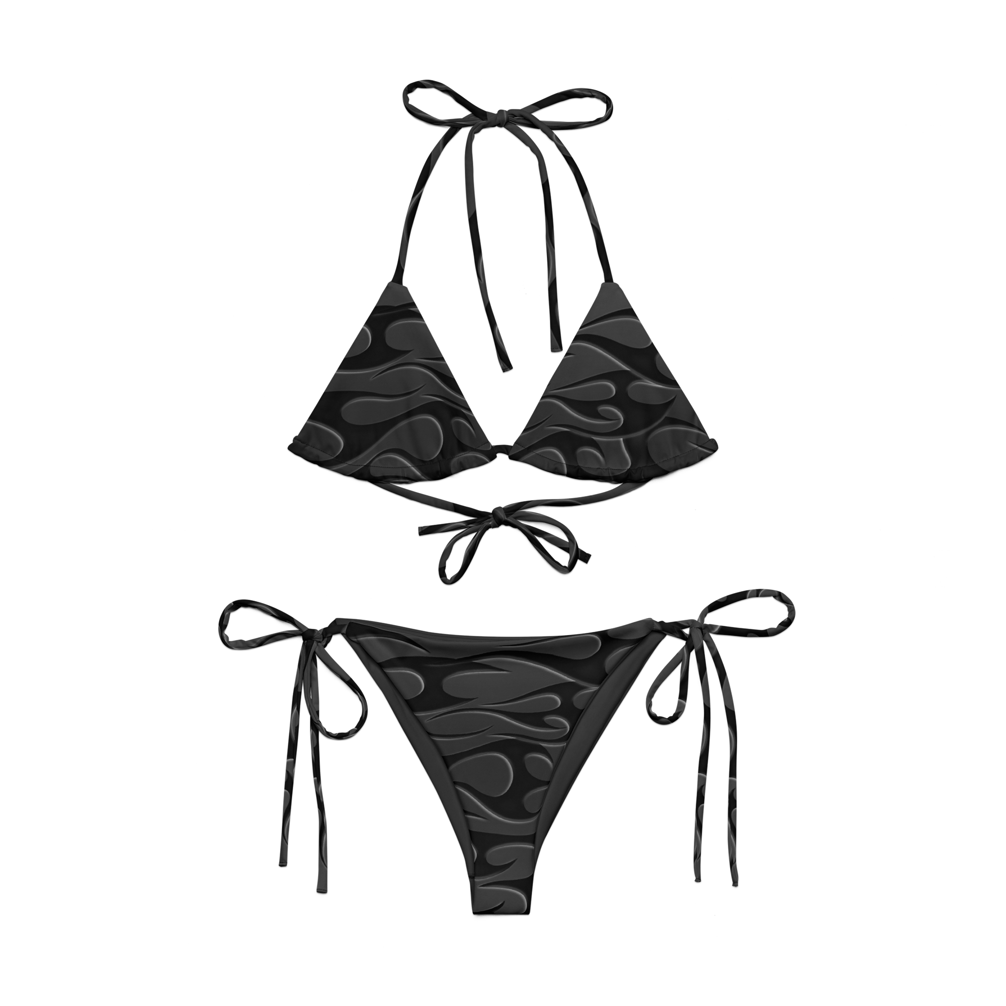 TRIBAL FLAME BIKINI TOP - BLACK