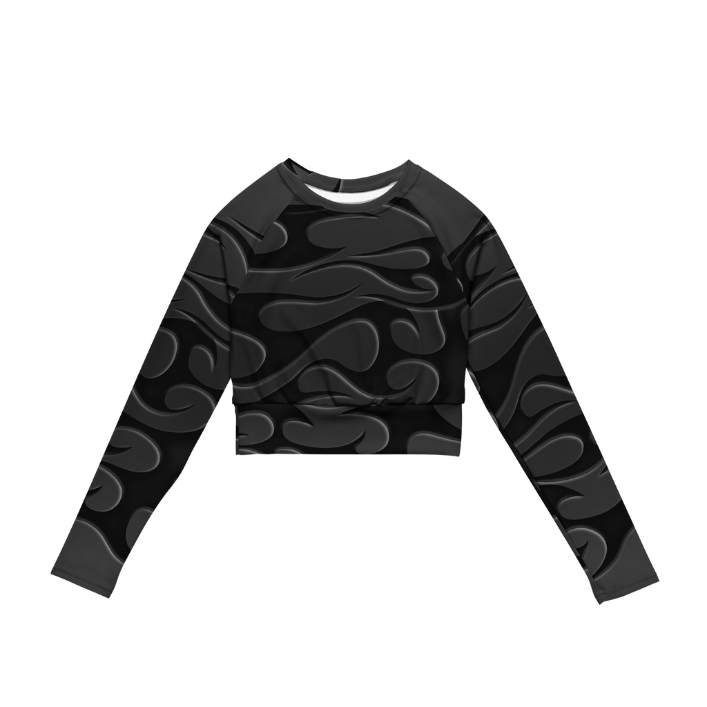 TRIBAL FLAME L/S CROP - BLACK