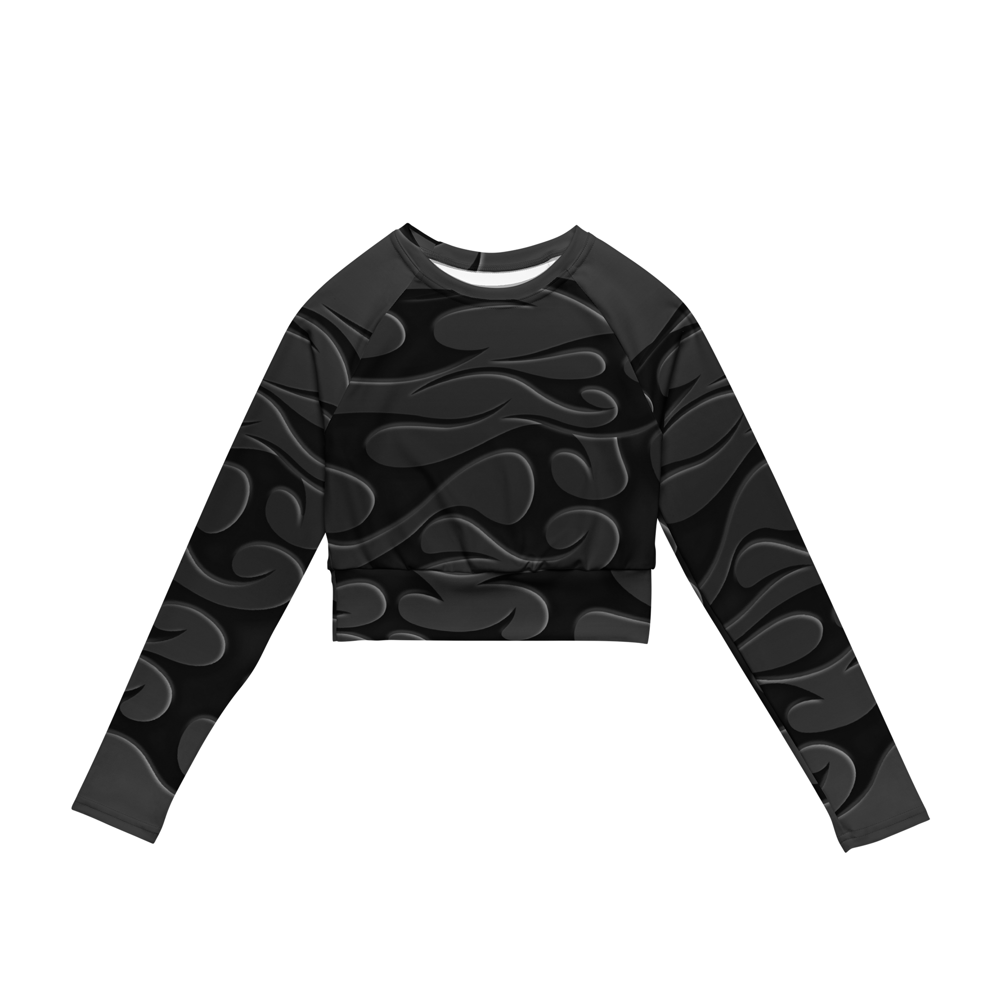 TRIBAL FLAME L/S CROP - BLACK