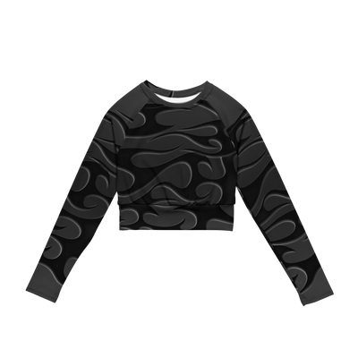 TRIBAL FLAME L/S CROP - BLACK