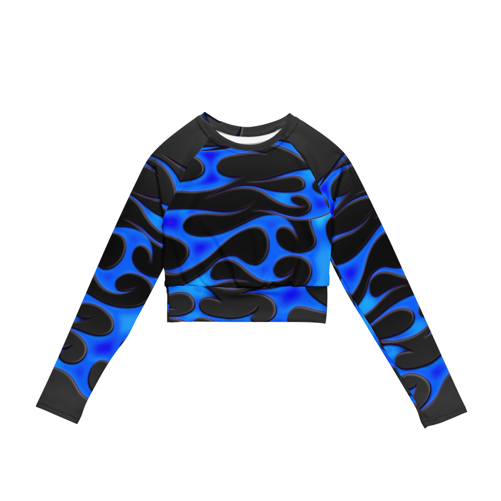 TRIBAL FLAME L/S CROP - BLUE