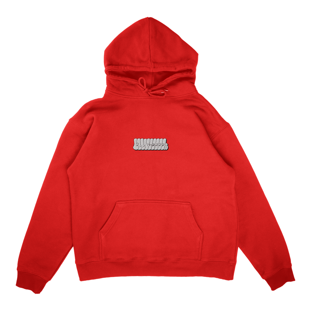 RED TAGGED EMBROIDERED HOODIE