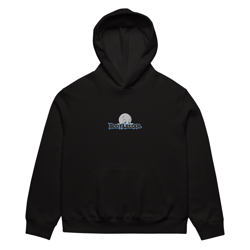EMBROIDERED CASPER HOODIE - BLACK