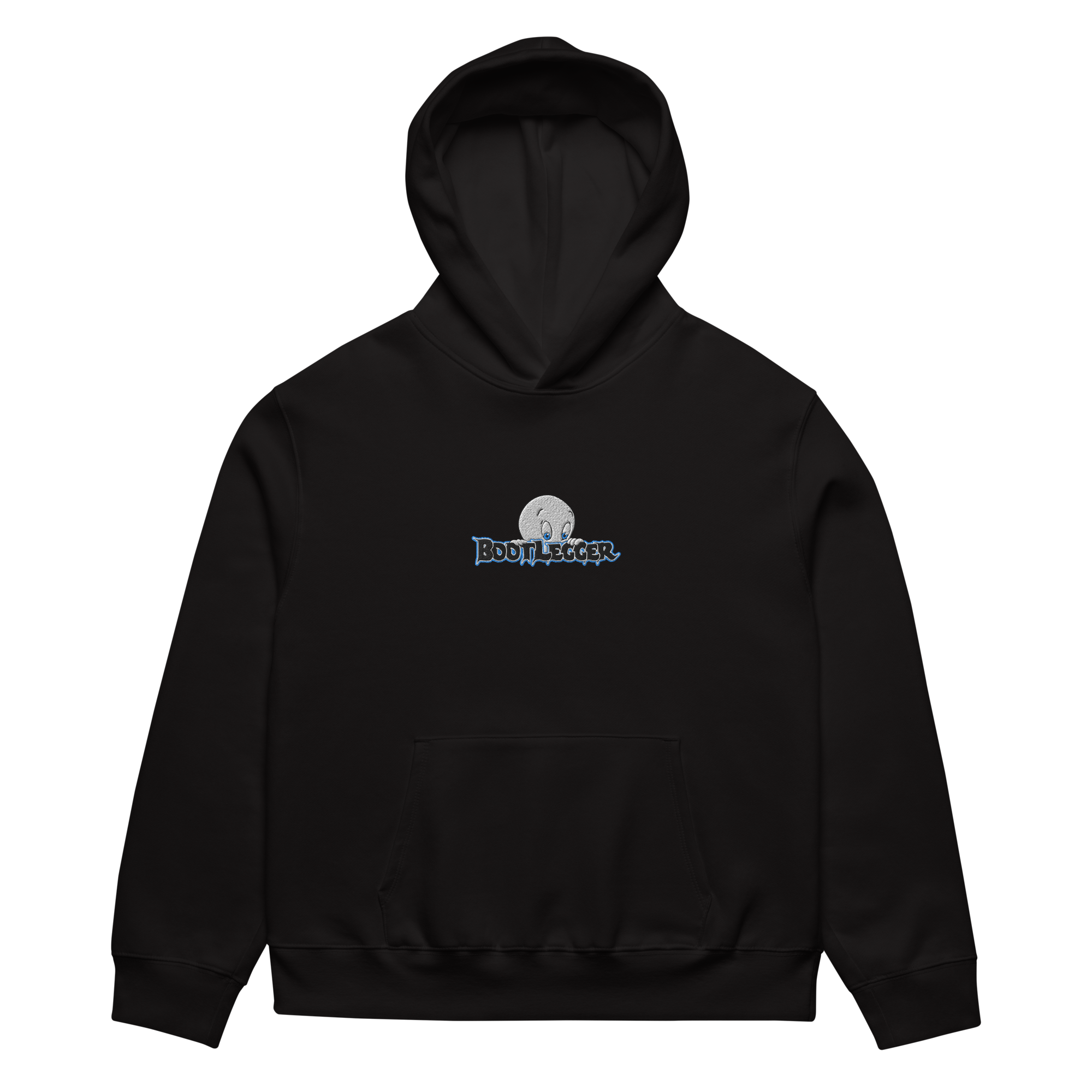 EMBROIDERED CASPER HOODIE - BLACK